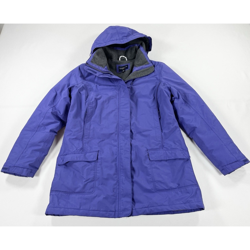 Lands End Squall Parka Womens M Medium Violet Waterproof Fleece Lined Hooded
